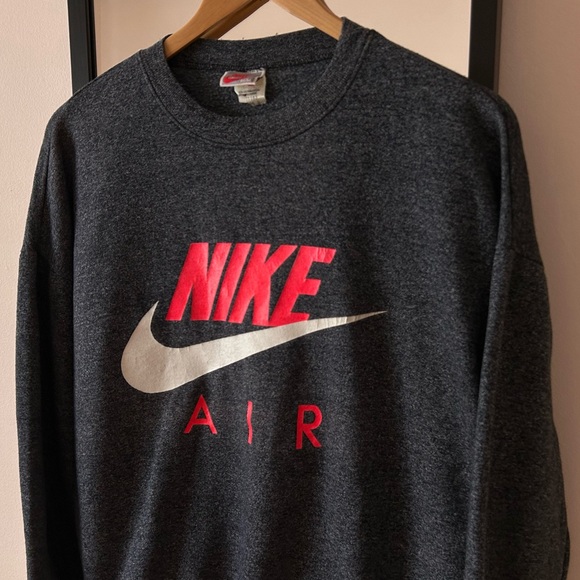 Vintage 80s Nike Air crewneck hoodie sweater sweatshirt Jordan grey tag infrared - Picture 3 of 16